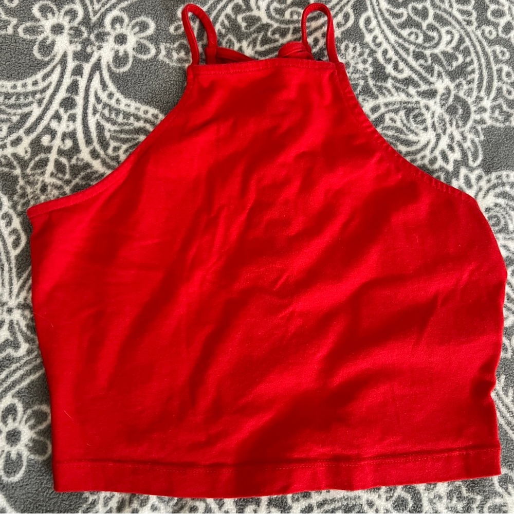 Red crop tank top